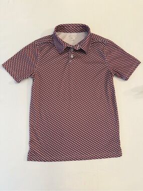 Boy’s Texas Flag Short Sleeve Performance Polo Shirt - Red Navy & White Size Sma